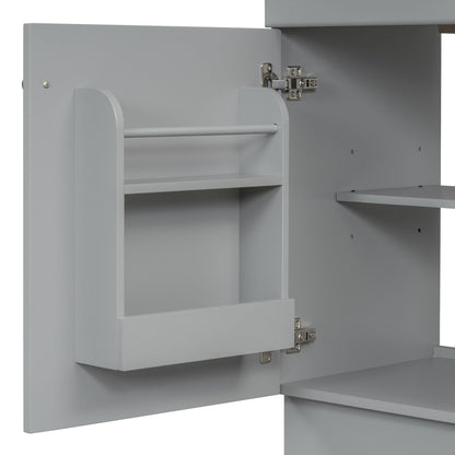 Bathroom Vanity With Sink, Vanity Cabinet With Door Shelf And Adjustable Shelf - Gray
