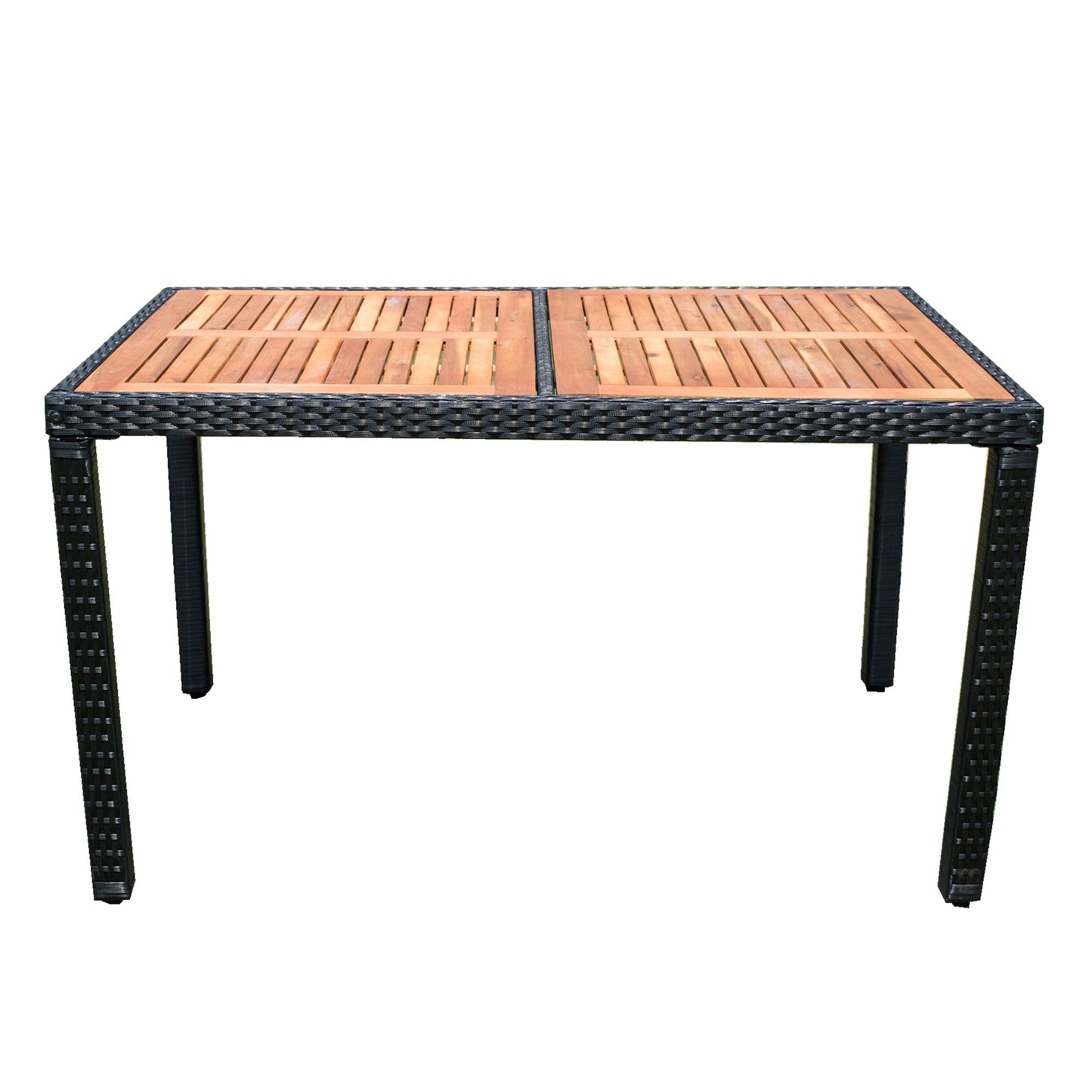 7 Piece Outdoor Patio Wicker Dining Set Patio Wicker Furniture Dining Set - Black / Cream