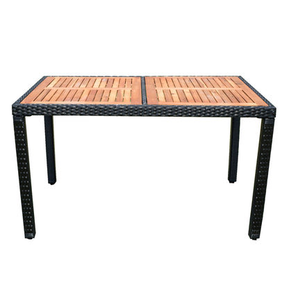 7 Piece Outdoor Patio Wicker Dining Set Patio Wicker Furniture Dining Set - Black / Cream