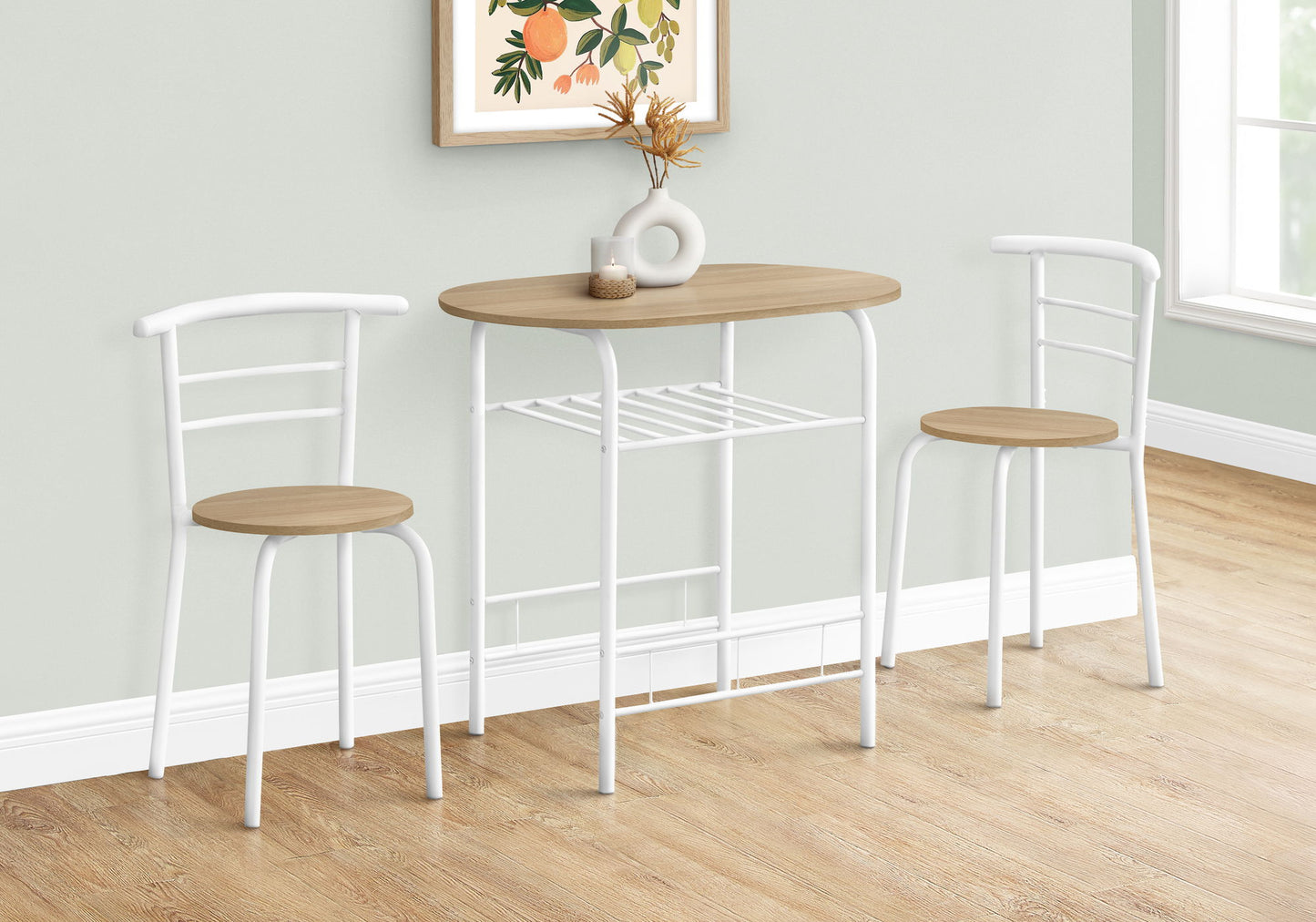 3 Pieces Dining Table Set, Small, Contemporary & Modern - Natural
