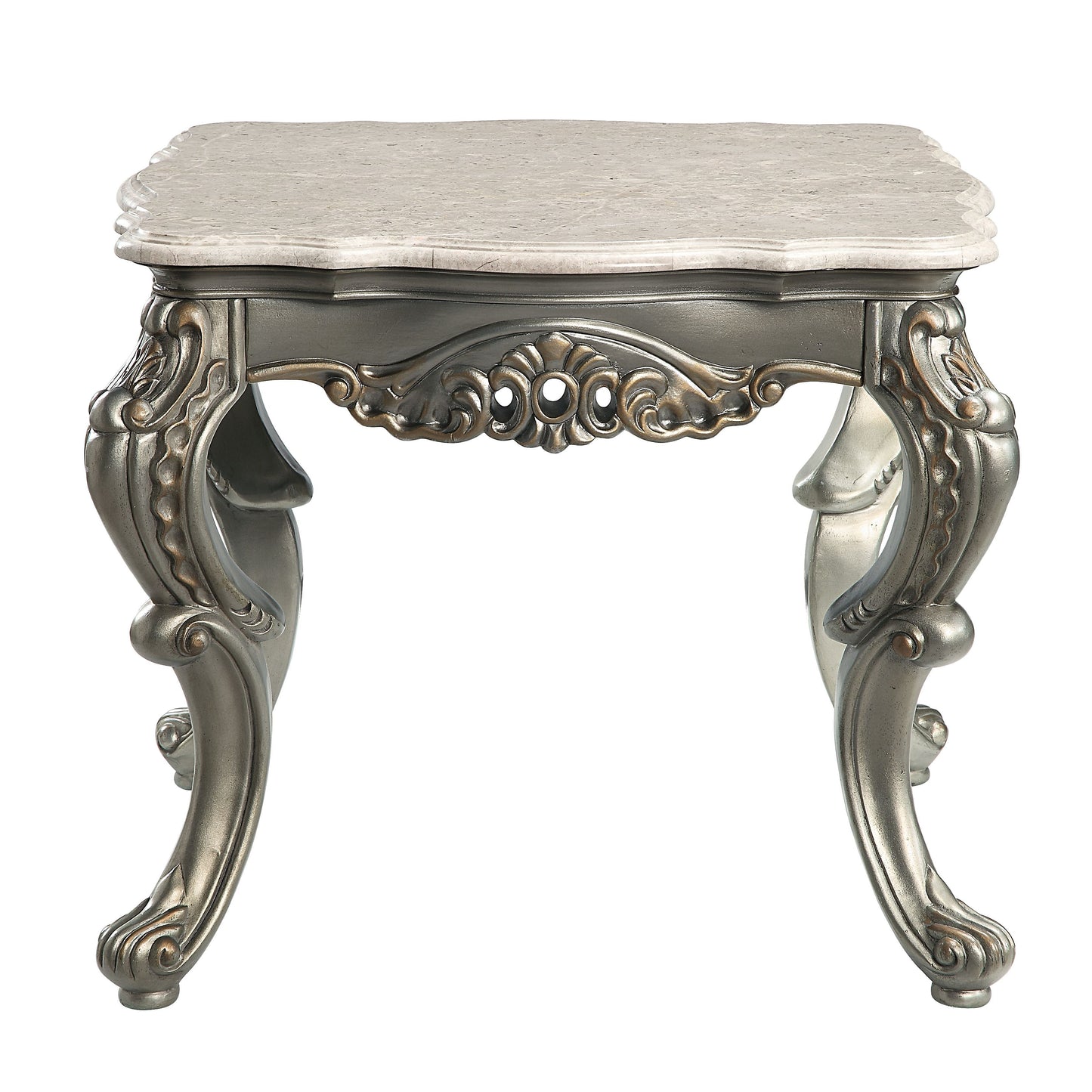Miliani - Marble Top End Table With Marble Top - Antique Bronze / Natural Marble