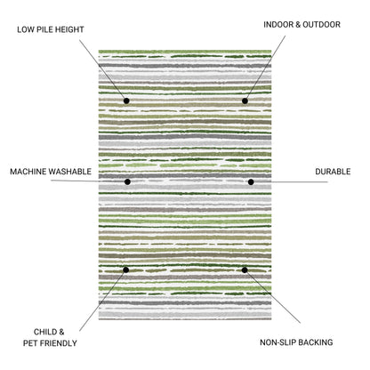 Sphinx - Indoor & Outdoor Washable Non - Slip Runner Rug - Beige Multi / Green Multi