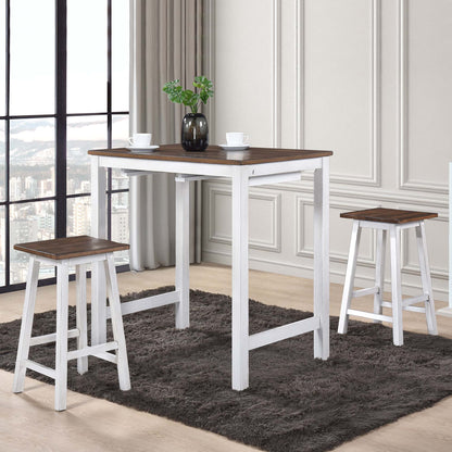 3 Pieces Counter Set Hanging Stool Easy To Clean For Small Space - Antique Dark Oak / Antique White