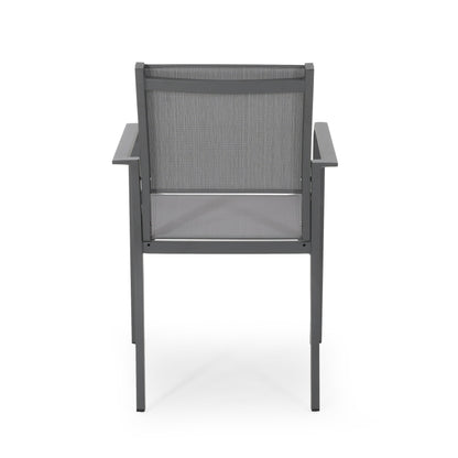 Waterfal - Outdoor Aluminum Dining Chair With Mesh Seat (Set of 2) - Dark Gray