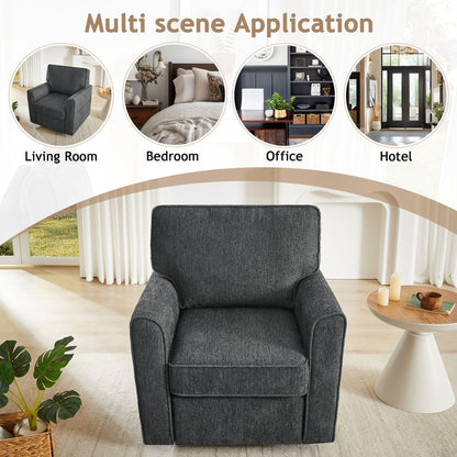 360 Degree Swivel Chair Accent Barrel Armchair With Side Pockets, Compact Design For Living Room, Bedroom, Office - Gray