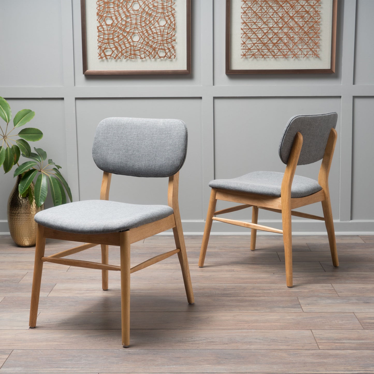 Voyager Upholstered Accent Chair With Splayed Legs And Wood Frame (Set of 2) - Gray