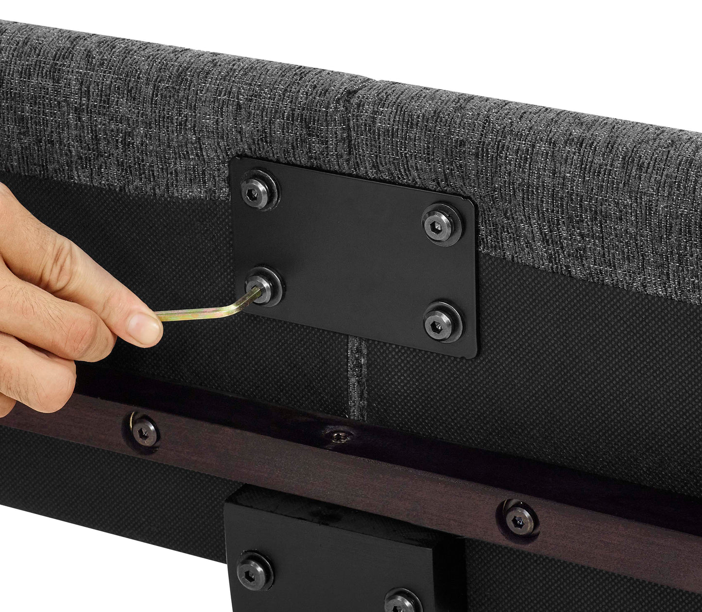 King Size Upholstered Platform Bed - Charcoal Gray