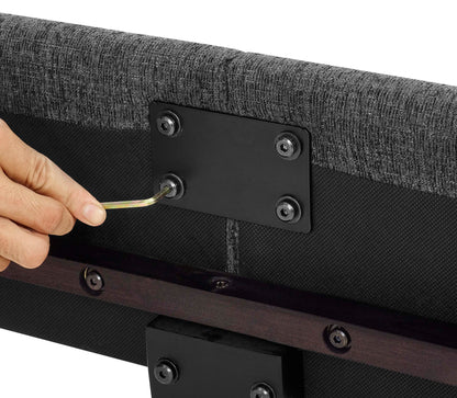 King Size Upholstered Platform Bed - Charcoal Gray
