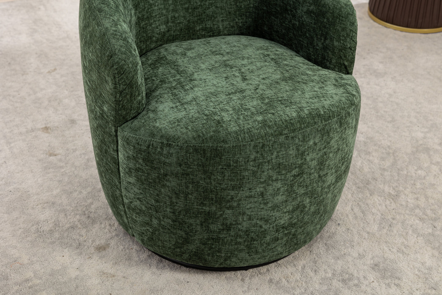Chenille Fabric Swivel Accent Armchair Barrel Chair With Black Powder Coating Metal Ring - Green