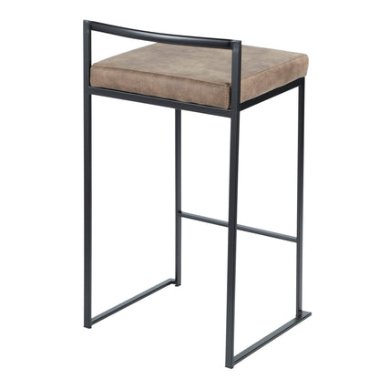 Fuji - Contemporary Stackable Counter Stool (Set of 2) - Brown / Black