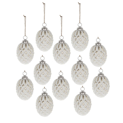 Christmas Ball Ornaments, Glass Decorative Hanging Ball Christmas Tree Ornaments For Holiday Party Decorations (Set of 12) - White