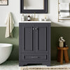 Bathroom Vanity With Ceramic Sink Combo, Modern Freestanding Storage Cabinet With Silver Handles, Soft Closing Doors - Blue Gray