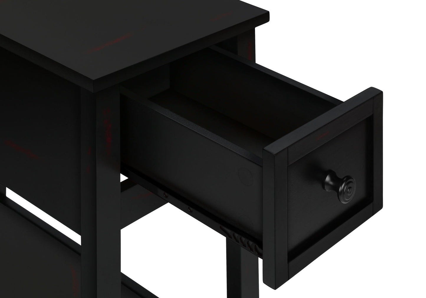 Accent End Table, 2 Tier, Storage Drawer, Versatile Use - Black