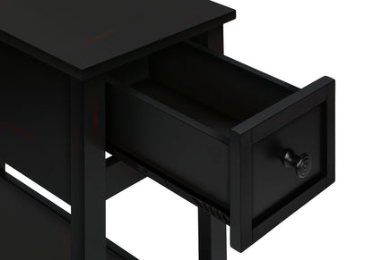 Accent End Table, 2 Tier, Storage Drawer, Versatile Use - Black