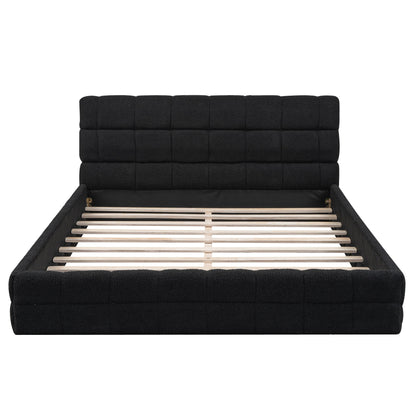 Queen Size Upholstered Platform Bed - Black