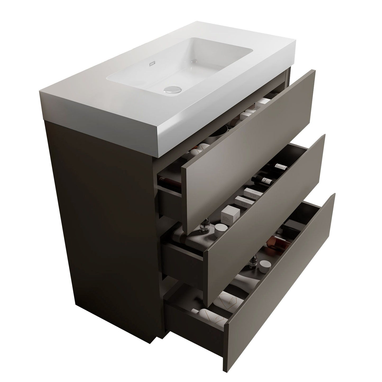 Alice - 36" Bathroom Vanity With Sink, Large Storage Freestanding Bathroom Vanity For Modern Bathroom, One-Piece Sink Basin Without Drain And Faucet - Gray / White