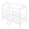 House Bed Frame Twin Size With Slatted Support No Box Spring Needed - White