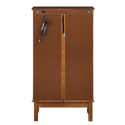 Curio Cabinet Lighted Curio Diapaly Cabinet With Adjustable Shelves And Mirrored Back Panel, Tempered Glass Doors (3 Tier), (E26 Light Bulb Not Included) - Oak