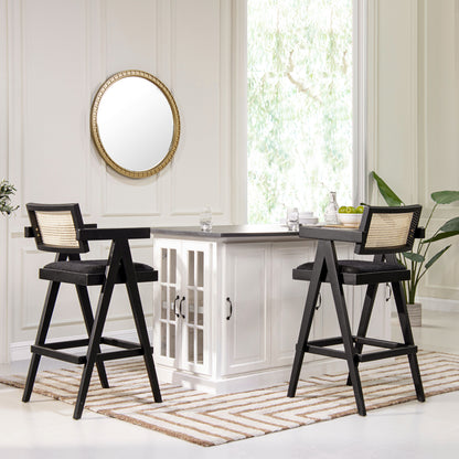 Milan - Modern Webbing Back Bar Stool With Arms (Set of 3) - Ebony Black