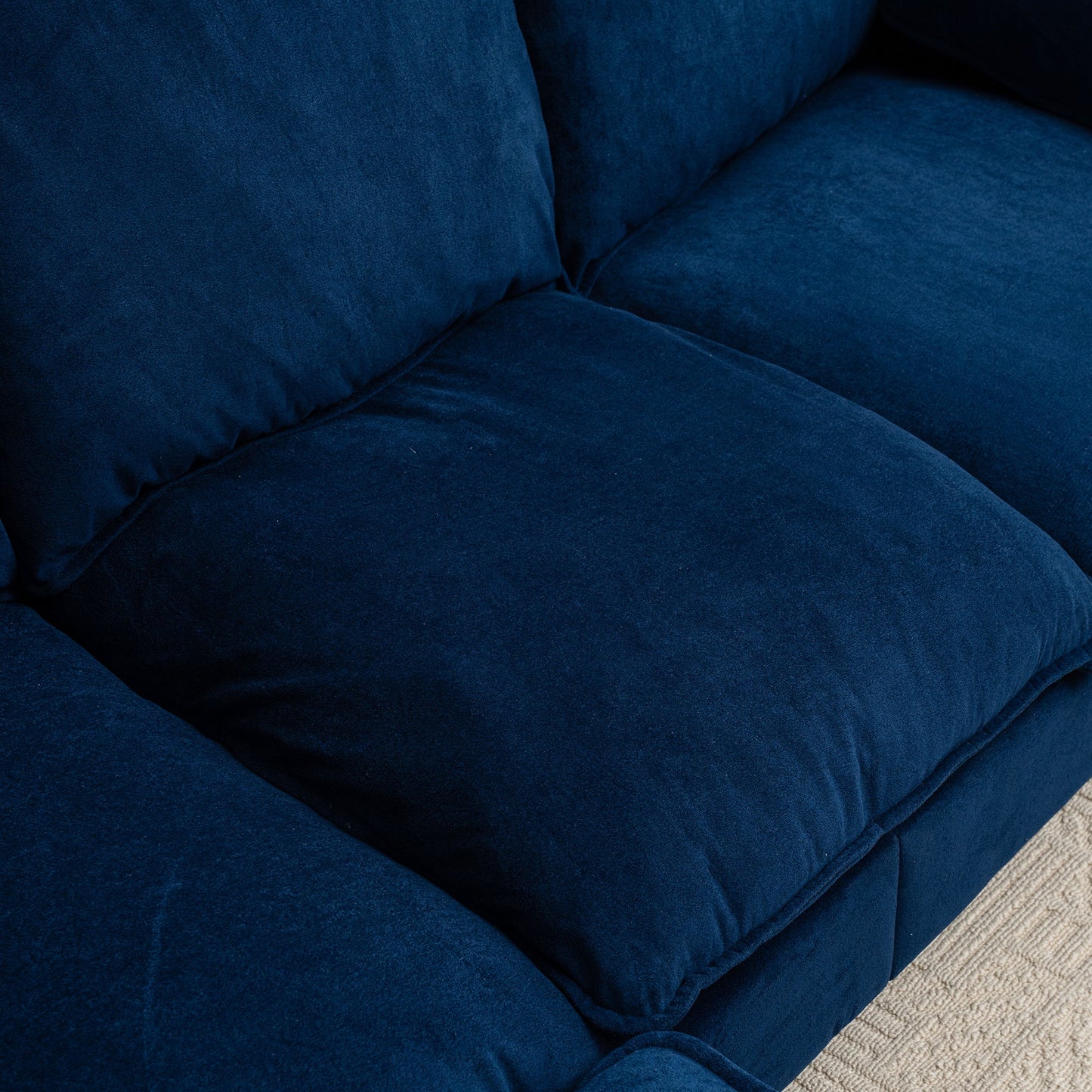 Convertible Combination Sofa, Sofa L Shaped, Sofa With Footstools With Storage Sofa For Living Room, Living Room 3 Seater Combination Sofa - Blue
