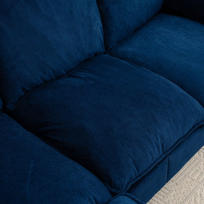 Convertible Combination Sofa, Sofa L Shaped, Sofa With Footstools With Storage Sofa For Living Room, Living Room 3 Seater Combination Sofa - Blue
