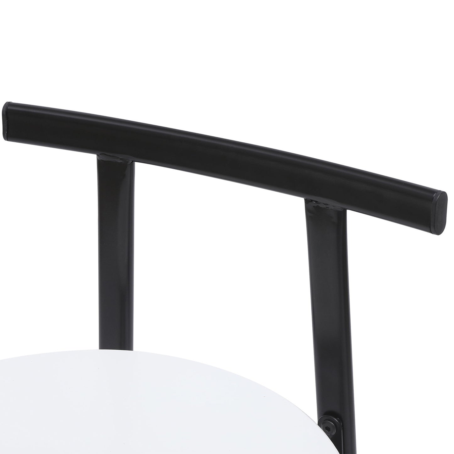 Modern Bar Stools With Backrest For Kitchen Island Or Pub Room, Metal Frame (Set of 3) - Black / White