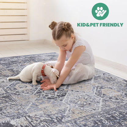 Payas - 2' X 8' Traditional Runner Rug - Gray / Blue