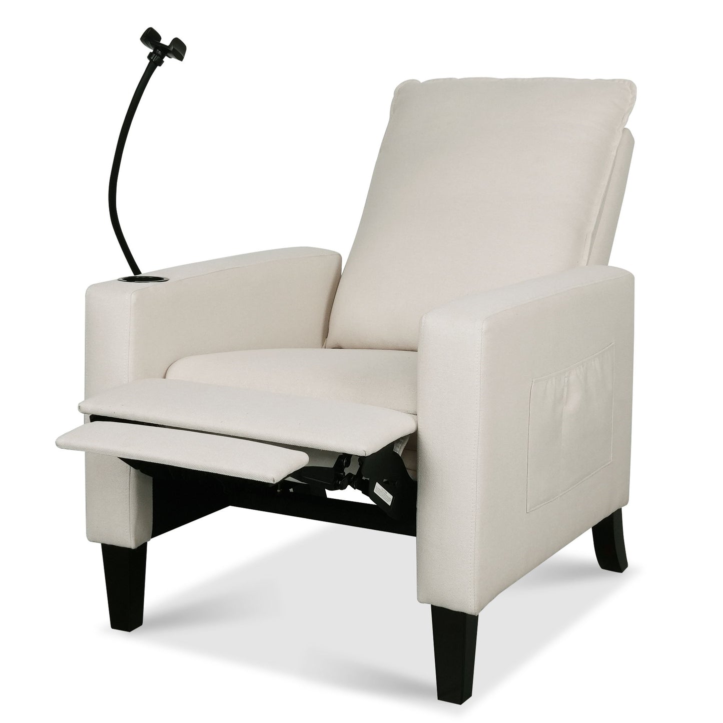Recliner Chairs For Adults, Adjustable Recliner Sofa With Mobile Phone Holder & Cup Holder, Modern Reclining Chairs Fabric Push Back Recliner Chairs For Living Room, Bedroom - Beige