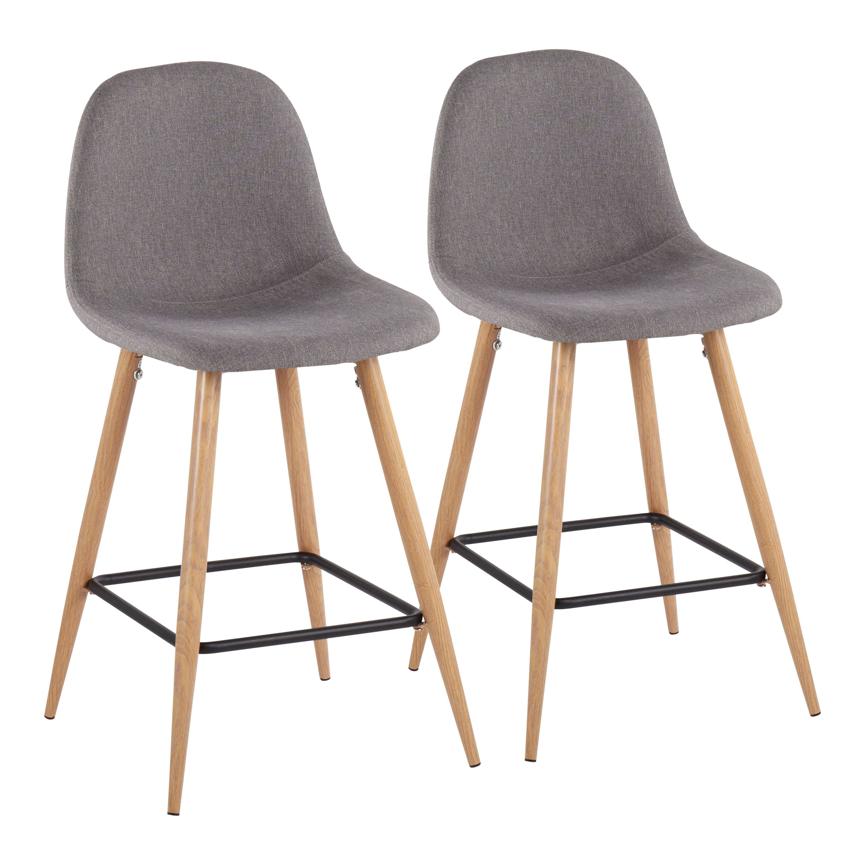 Pebble - Mid-Century Modern Counter Stool (Set of 2) - Natural / Charcoal