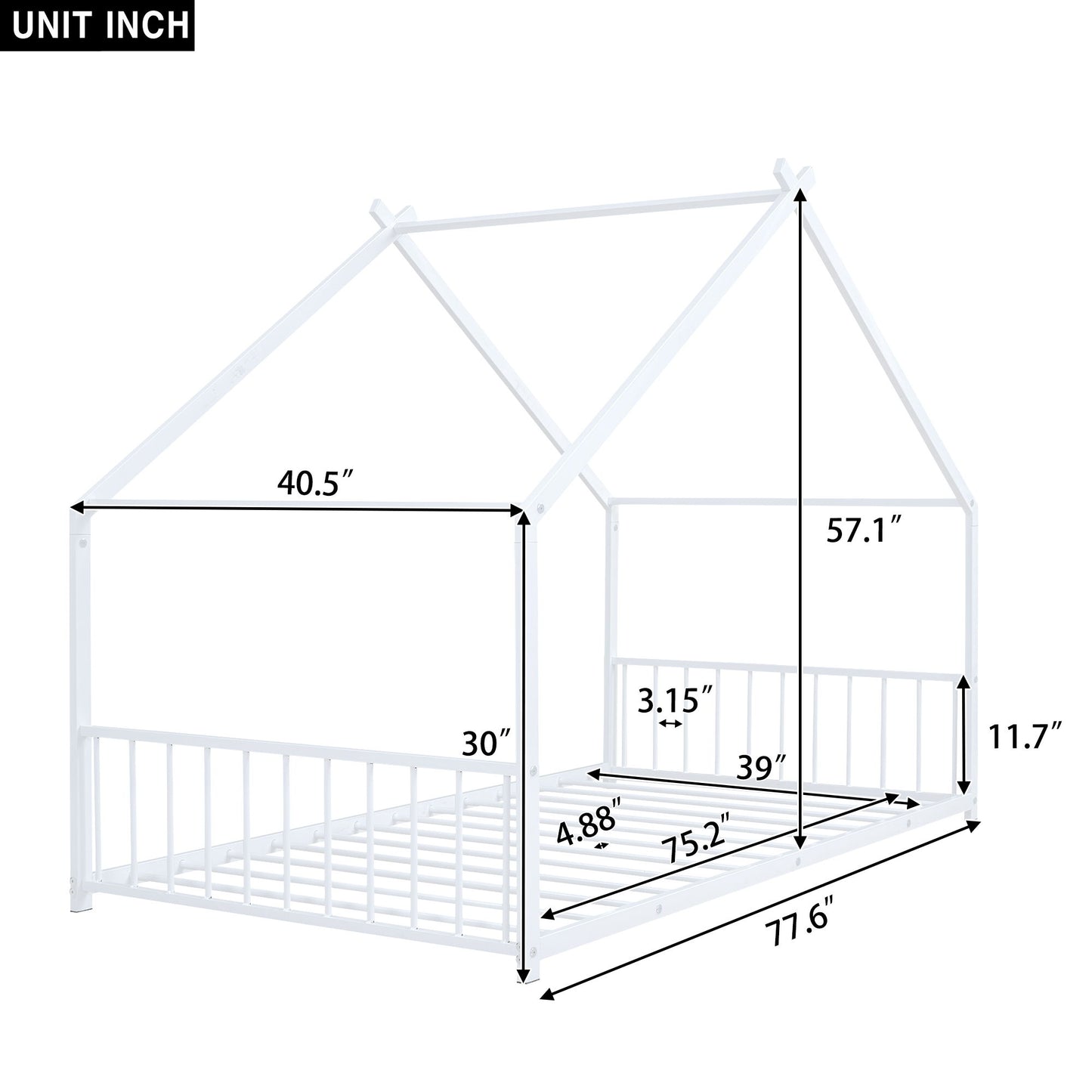 Twin Size House Bed - White