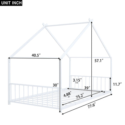 Twin Size House Bed - White