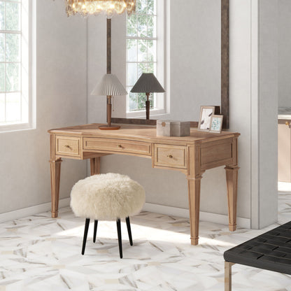 Dauphin - 3 Drawer Executive Desk - Natural Brown