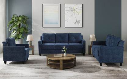 Horatio - Chenille 3 Piece Living Room Set - Navy