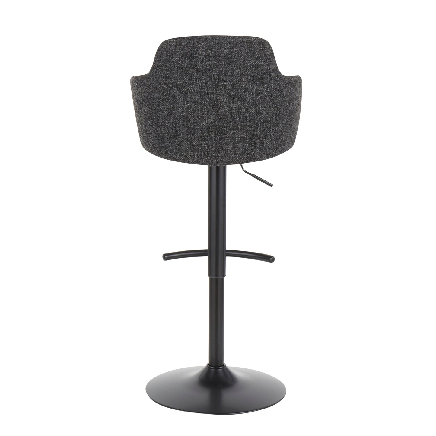 Boyne - Industrial Upholstered Adjustable Barstool With Swivel With Rounded T Footrest (Set of 3) - Black / Dark Gray