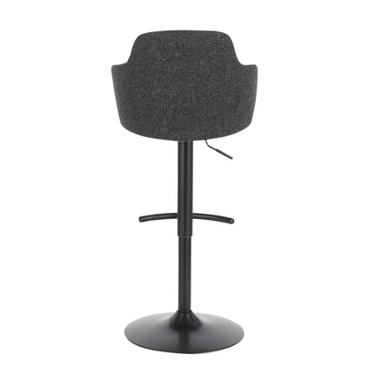 Boyne - Industrial Upholstered Adjustable Barstool With Swivel With Rounded T Footrest (Set of 3) - Black / Dark Gray