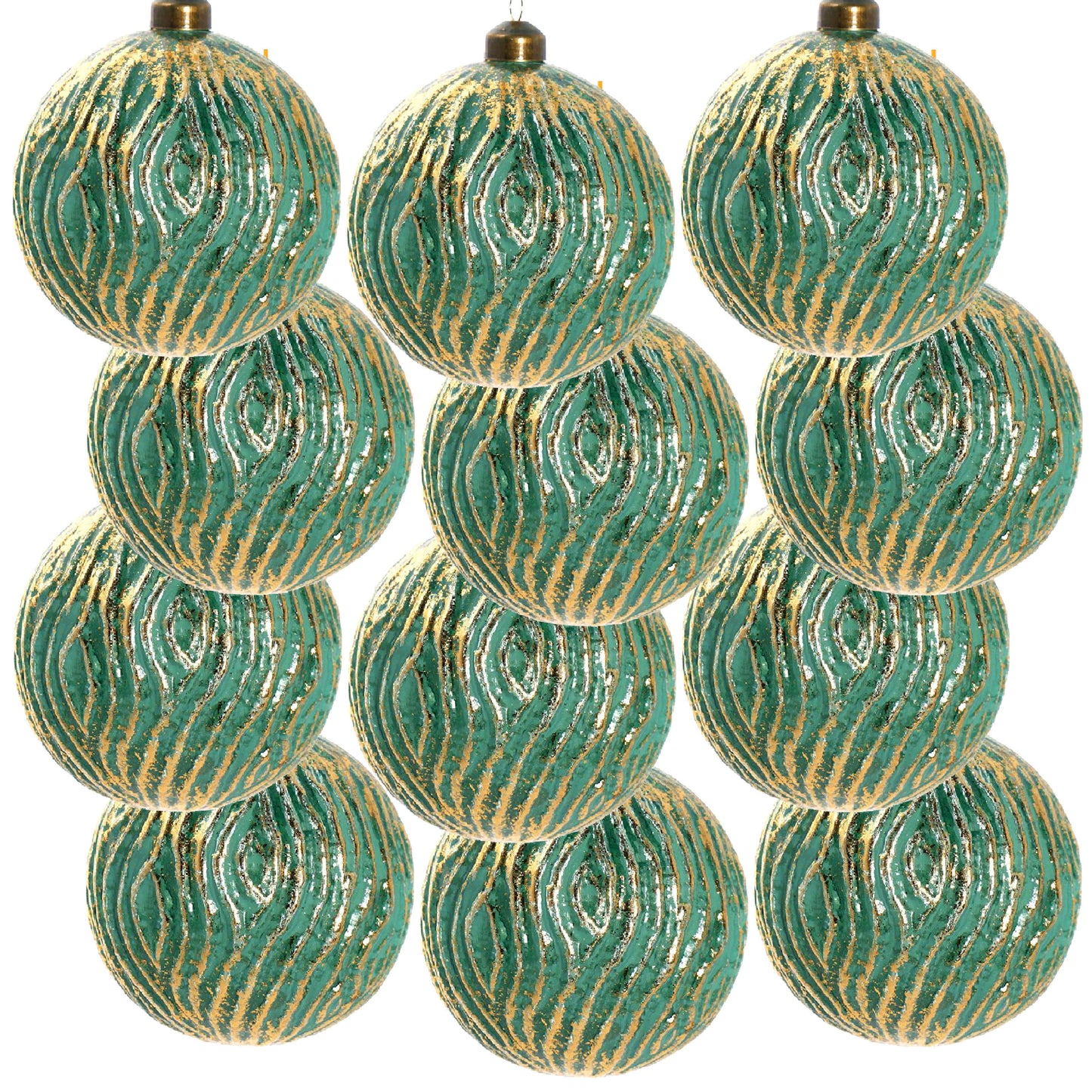 Christmas Ball Ornaments, Decorative Hanging Ball Christmas Tree Ornaments, For Holiday Party Decorations (Set of 12) - Green