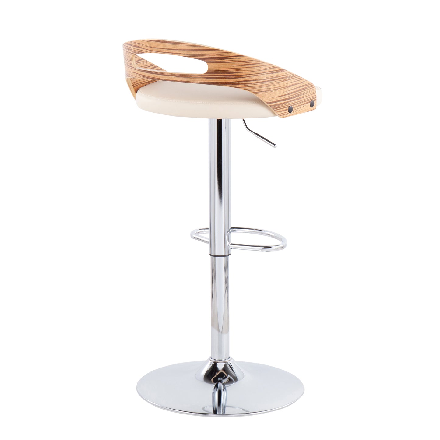 Cassis - Mid-Century Modern Adjustable Barstool With Swivel - Zebra / Cream