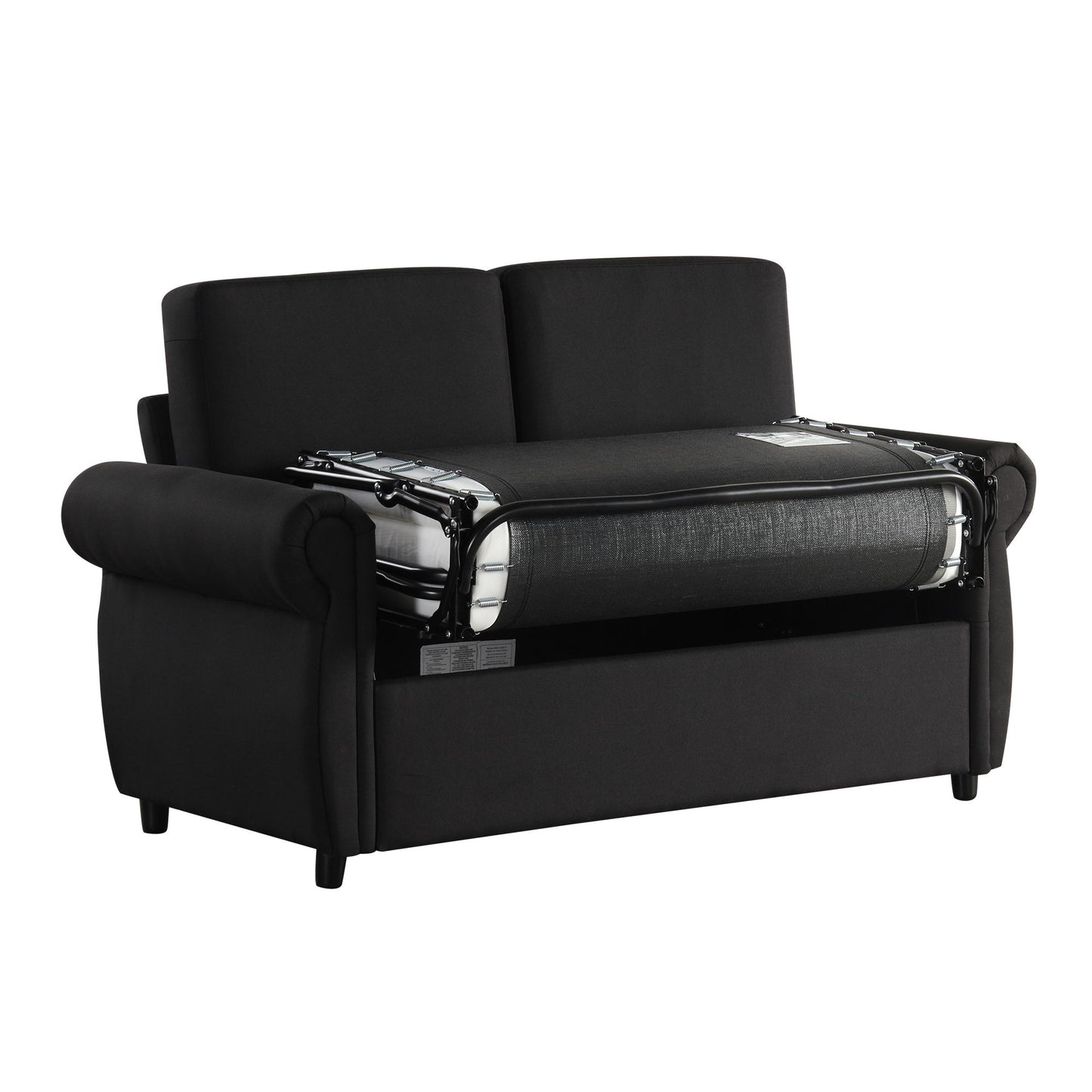 Pull Out Sofa Bed Loveseat Sleeper With Twin Size Memory Mattress With Two USB Ports For Living Room Spaces - Black