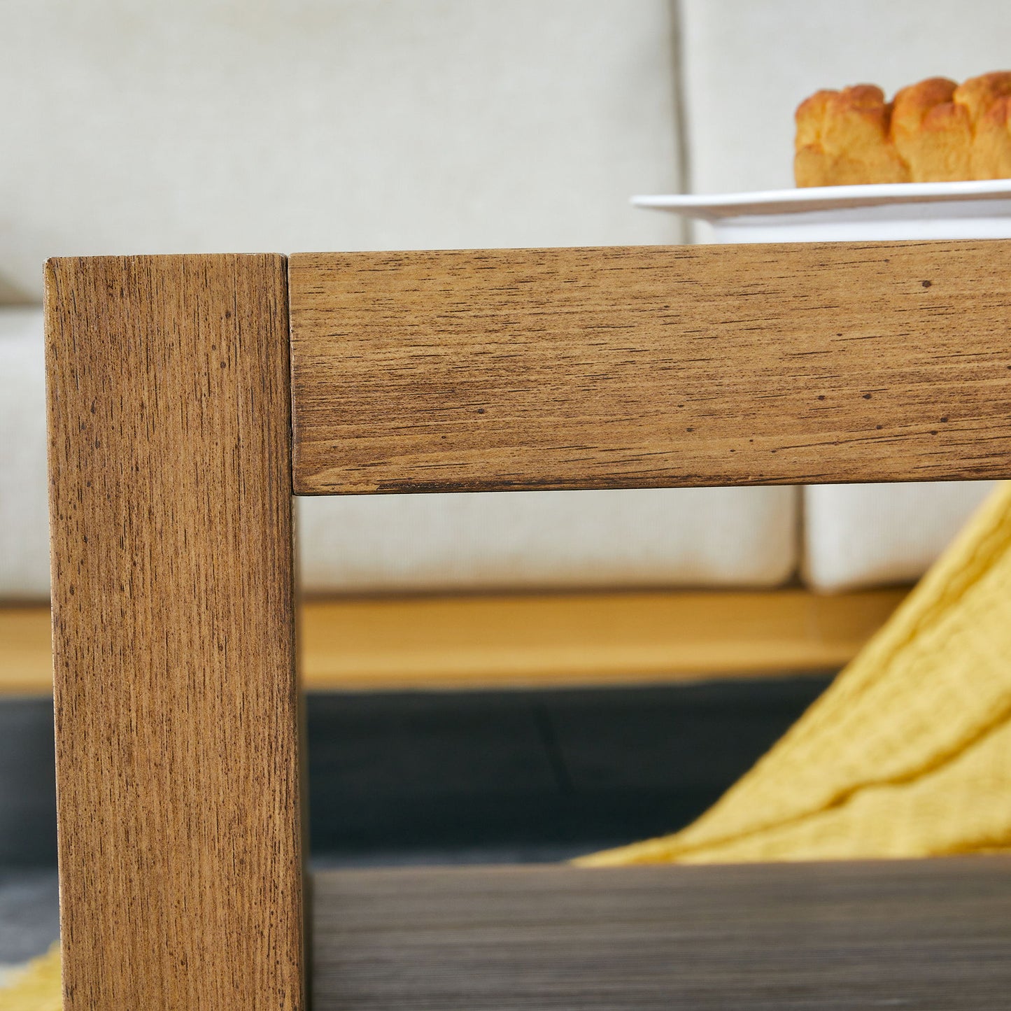 Modern Minimalist Rectangular Coffee Table Measuring Embodies The Simple Charm Of Mid Century Aesthetics, Adding A Touch Of Elegance To Your Living Room - Natural Wood