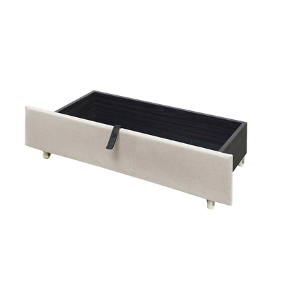 Twin Size Upholstered Platform Bed With LED Frame And 2 Drawers - Beige