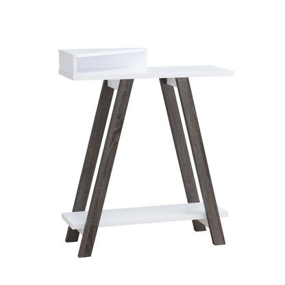 Contemporary Two Toned Console Table With Two Shelves - White / Gray