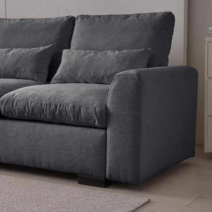 Modern Modular L Shaped Chenille Sofa Couch Reversible Ottoman With Storage Removable And Washable Cushions Sofa With USB Ports & Cup Holder For Living Room - Dark Gray