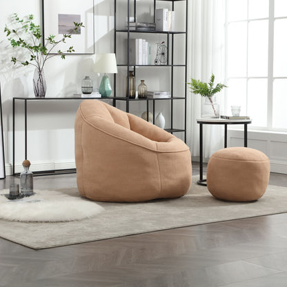 Bedding Bean Bag Sofa Chair High Pressure Foam Bean Bag Chair Adult Material With Padded Foam Padding Compressed Bean Bag With Footrest - Tan
