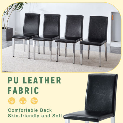 (Set of 2) Backrest Chairs With Metal Legs, They Are Ideally Suited For Minimalist And Contemporary Home Styles - Black / Silver