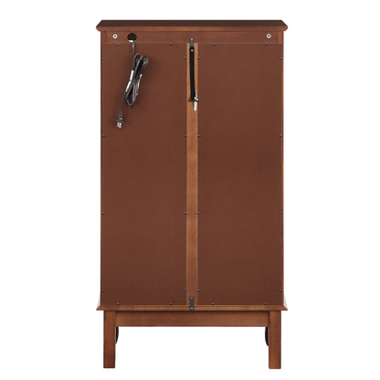 Curio Cabinet Lighted Curio Diapaly Cabinet With Adjustable Shelves And Mirrored Back Panel, Tempered Glass Doors (3 Tier), (E26 Light Bulb Not Included) - Walnut