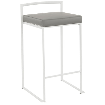 Fuji - Contemporary Stackable Counter Stool (Set of 3) - White / Gray