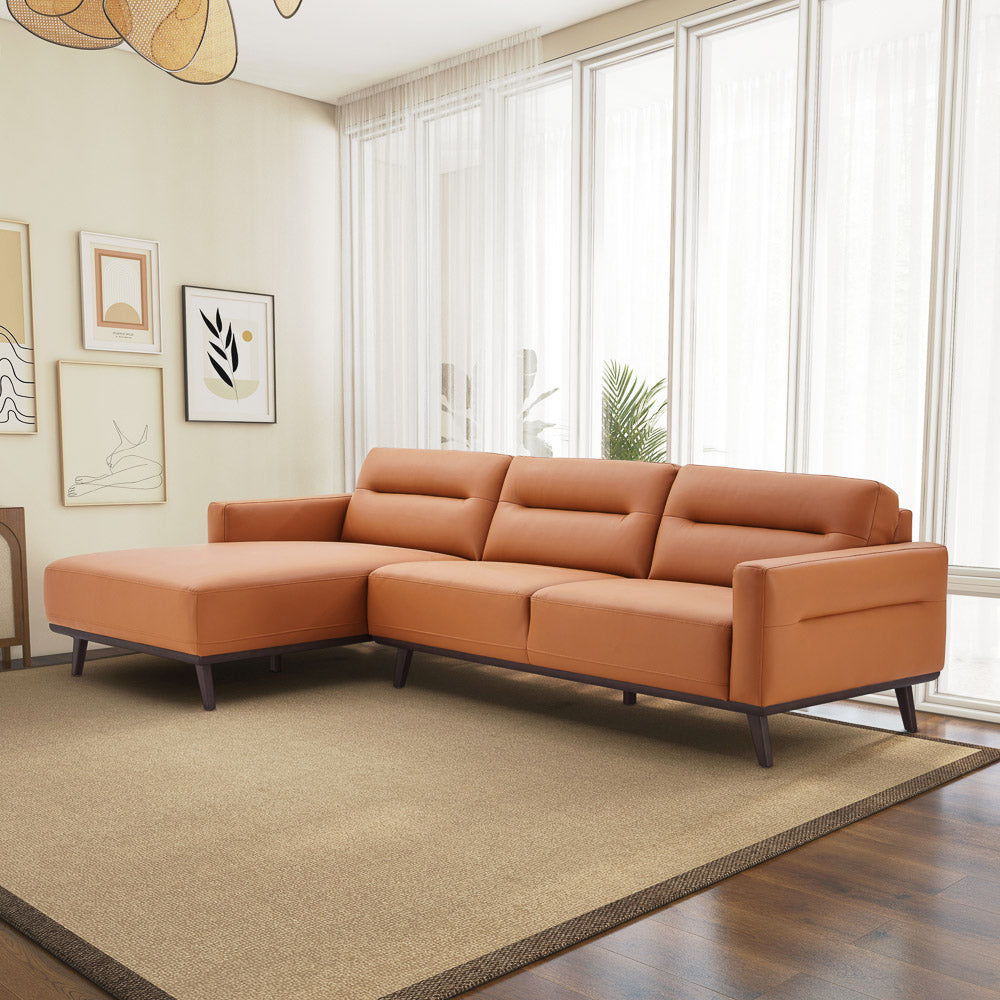 Ella - L-Shaped Left Sectional Couch - Cognac