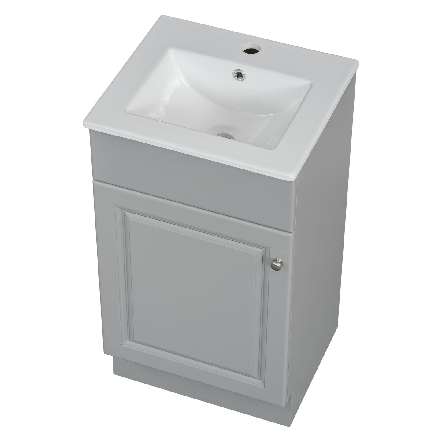 Bathroom Vanity With Sink, Vanity Cabinet With Door Shelf And Adjustable Shelf - Gray