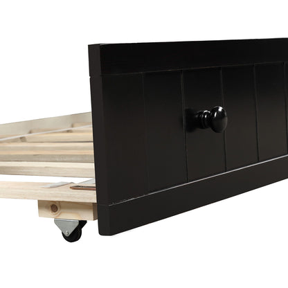 Twin Daybed With Trundle , Sofa Bed For Bedroom Living Room - Espresso
