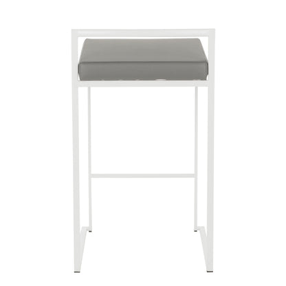 Fuji - Contemporary Stackable Counter Stool (Set of 3) - White / Gray